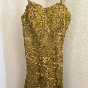 Elegant Gold Embellished Dress